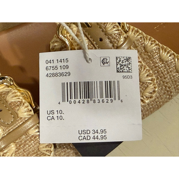 American Eagle Raffia Double Buckle Slide Sandals Size 10 NWT Espadrille - Picture 9 of 10